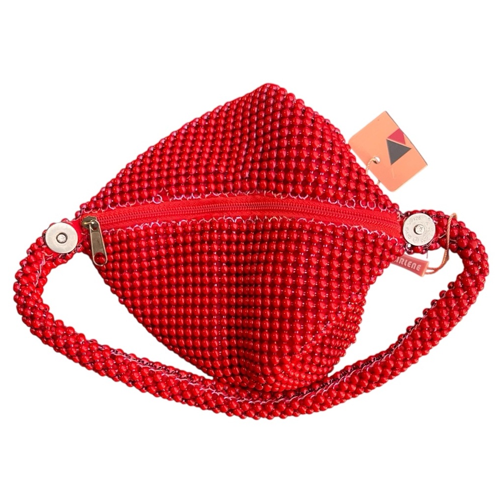 NWT Red Beaded Pouch Wrist Bag - Picture 6 of 9